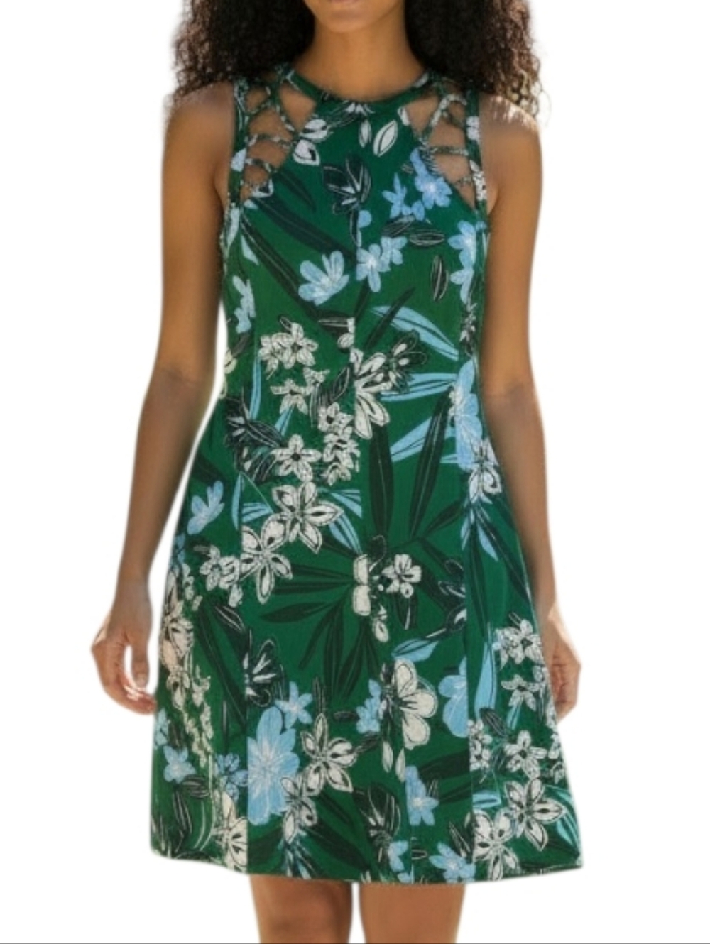 Guess Green Floral Strappy Dress
